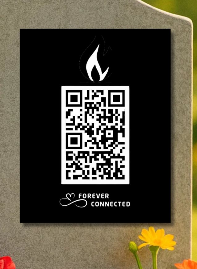 Aluminium QR code Memorial Plaque with Candle design & Online Tribute