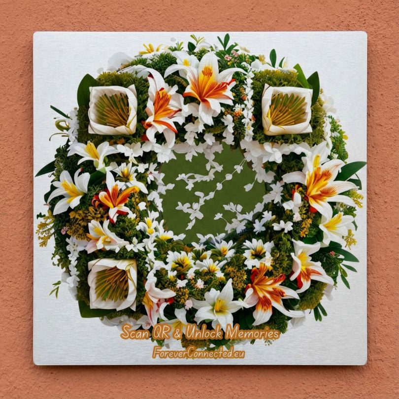 QR Memorial Flower Wreath with Asiatic lilies and dendrobium orchids  