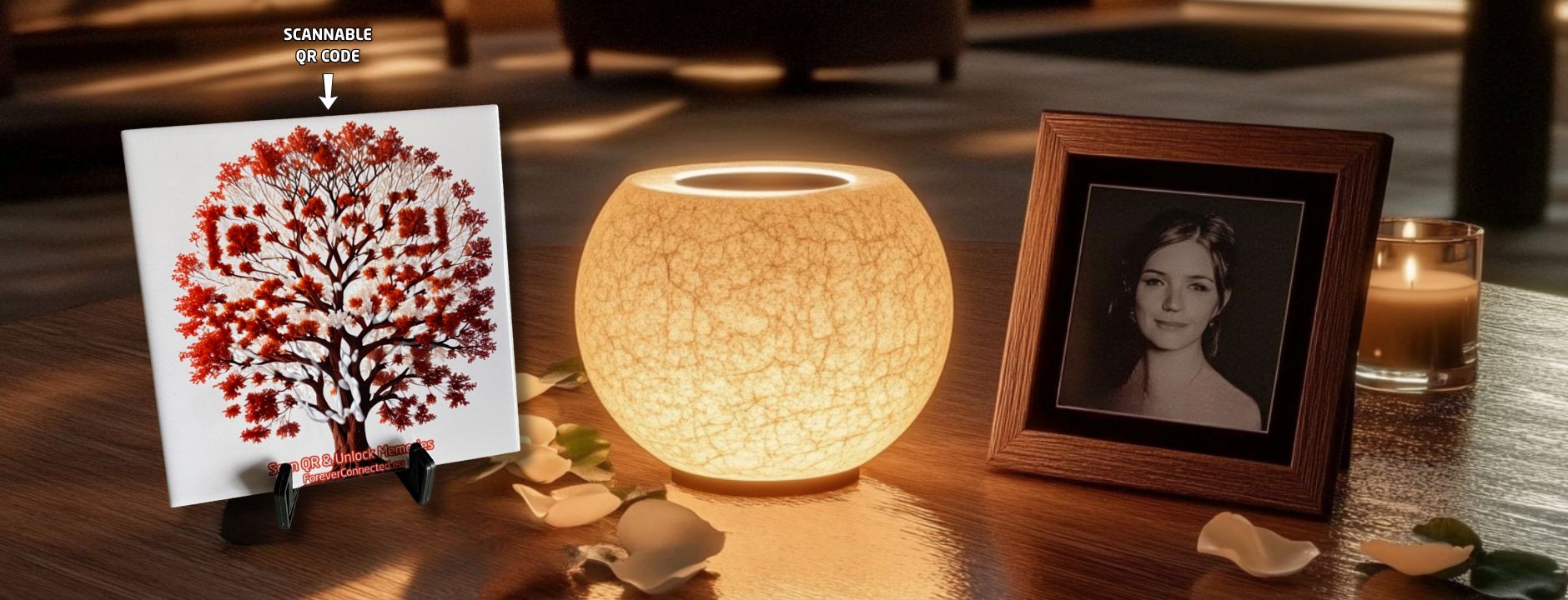 Forever Connected: Memento with Artistic QR Code showing the Tree Of Life. Scan & connect to a Digital Memorial,  Bringing Memories to Life!