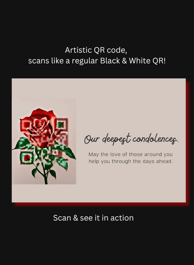 The QR Condolence cards allow the grieving family  family to scan the QR code and watches heartfelt messages from loved ones who couldn't be there in person at the funeral.