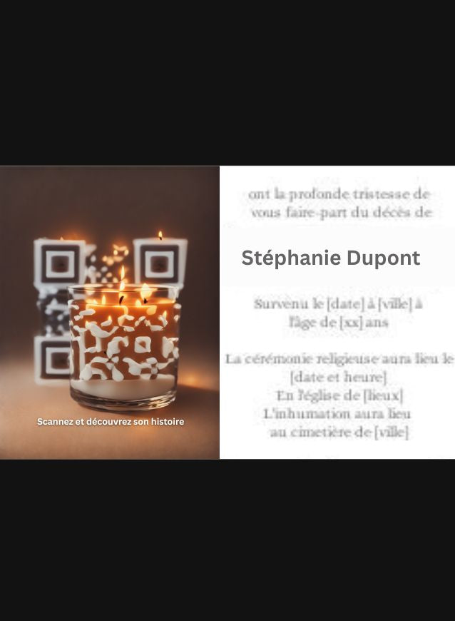 Innovation in funeral stationery: Personalized Funeral Stationery where the QR code can lead to a page with memories of the loved one; the streaming funeral service; or the page to register for the coffee table 