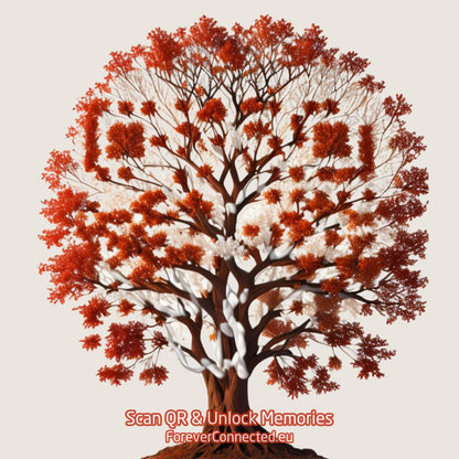 Scannable artistic QR code in the shape of a tree of life. When scanned you see an online tribute page of a loved one