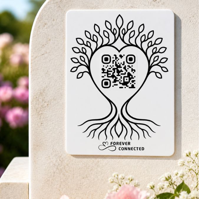 Tree of Life design with a QR code that leads to memories of your unborn child