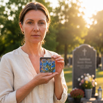 Ne-m’oubliez-pas (Myosotis) : Pack commémoratif complet (Page souvenir en ligne et plaque QR)